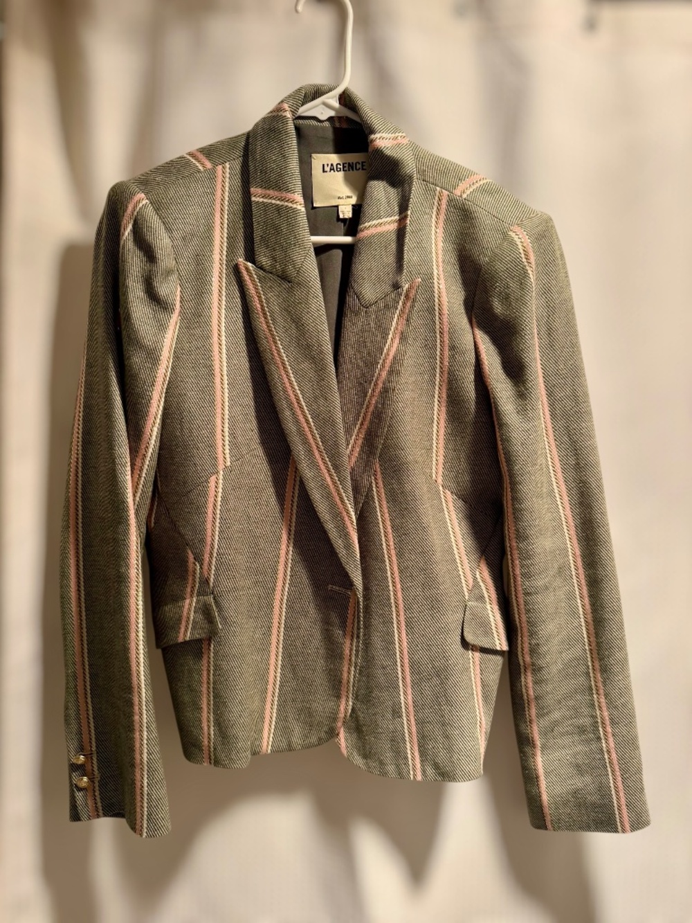 L’AGENCE Green Pink Striped Tailored Blazer Size 10 NWOT